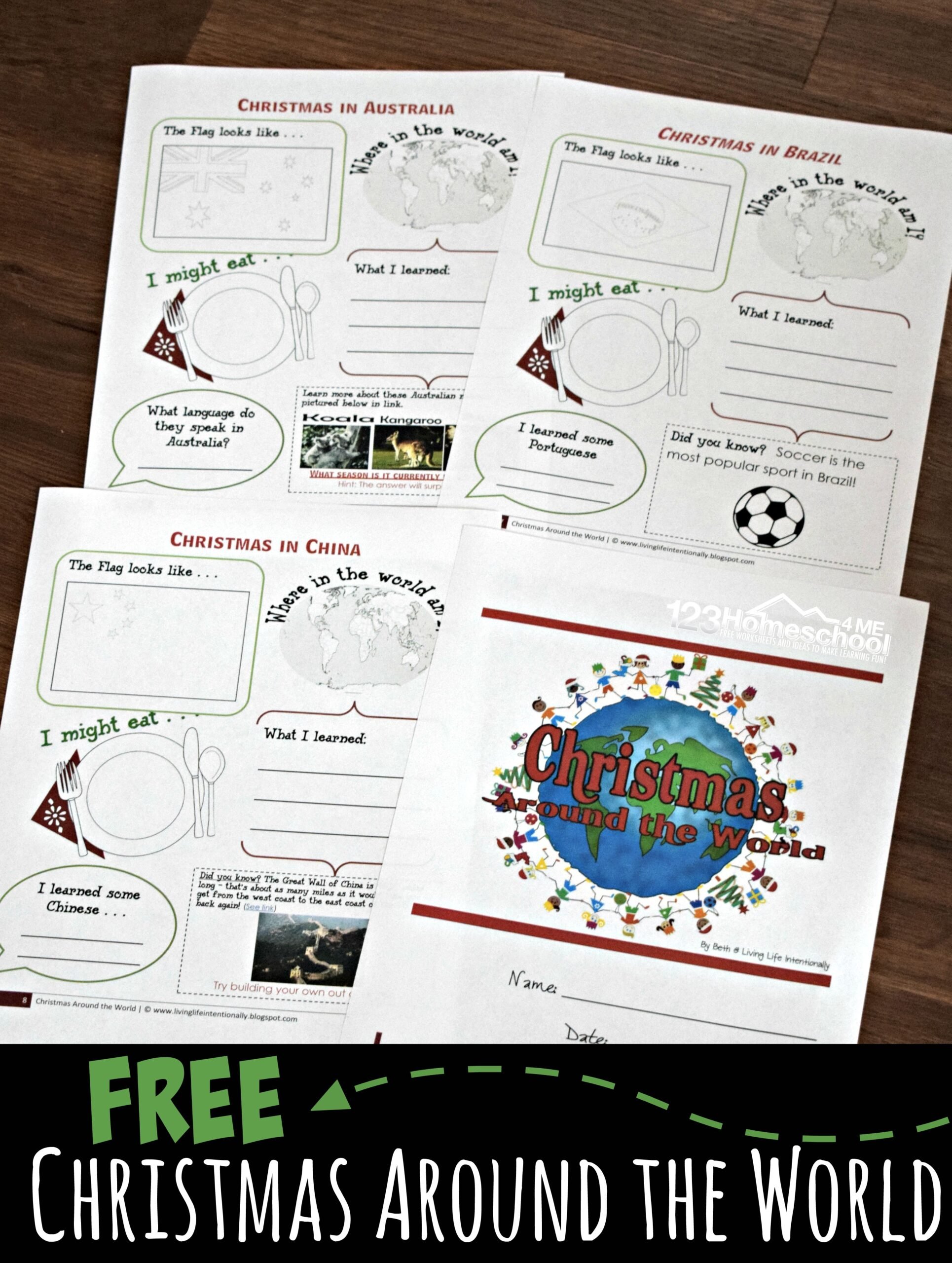 Free christmas around the world worksheets for kids activities