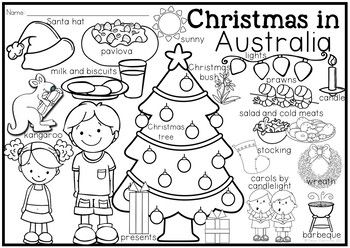 Christmas around the world coloring pages and vocabulary posters christmas in australia vocabulary posters christmas world