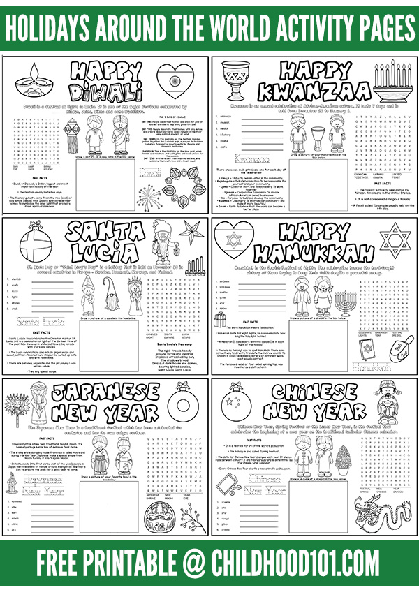 Holidays around the world for kids worksheets