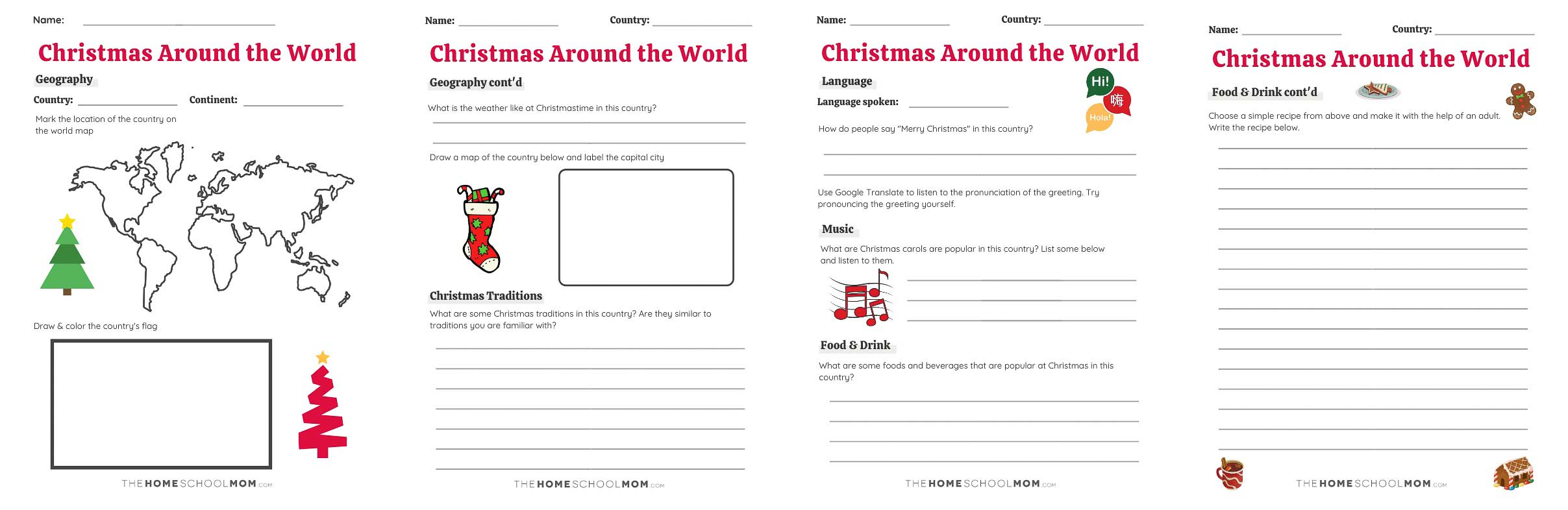 Christmas around the world for kids with printable