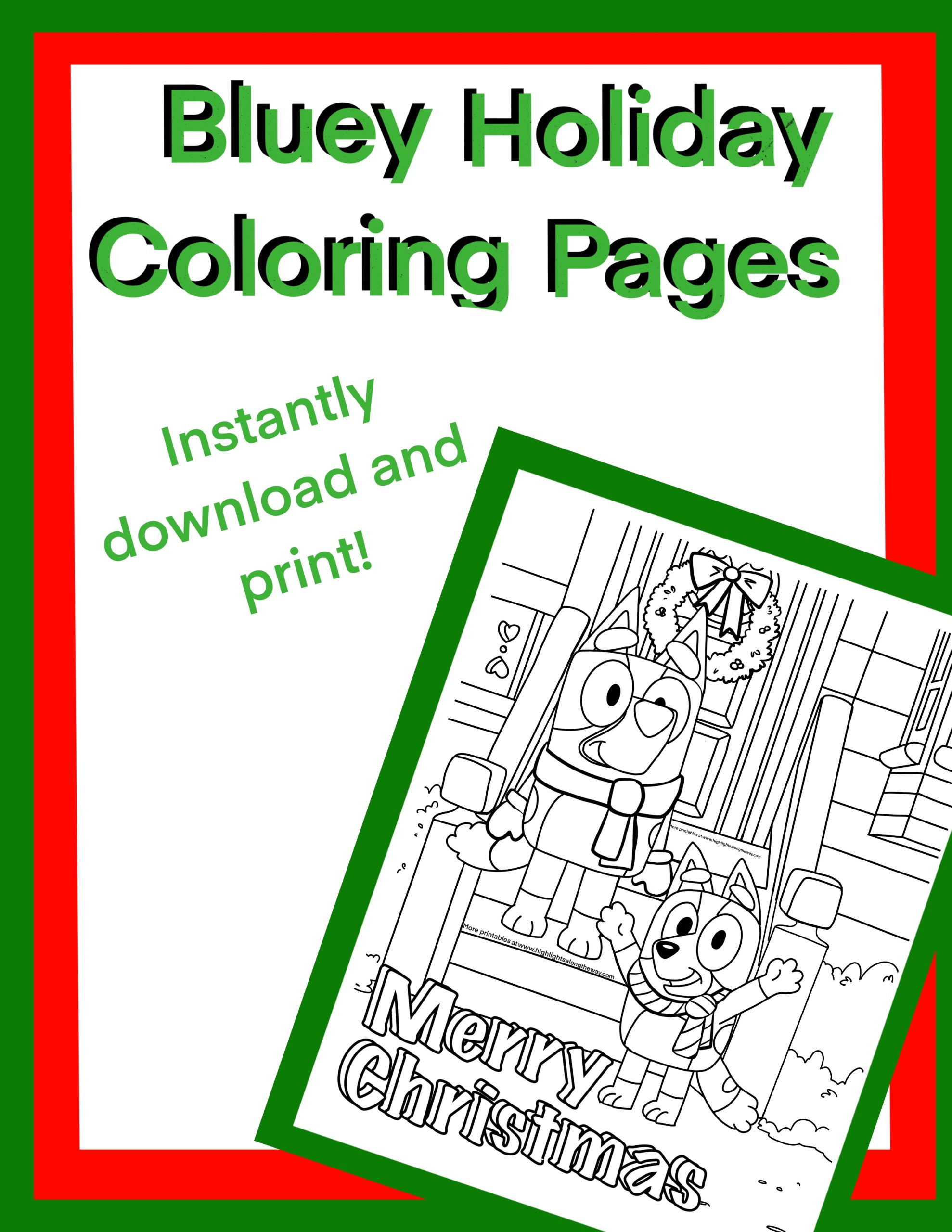 Bluey holiday coloring pages