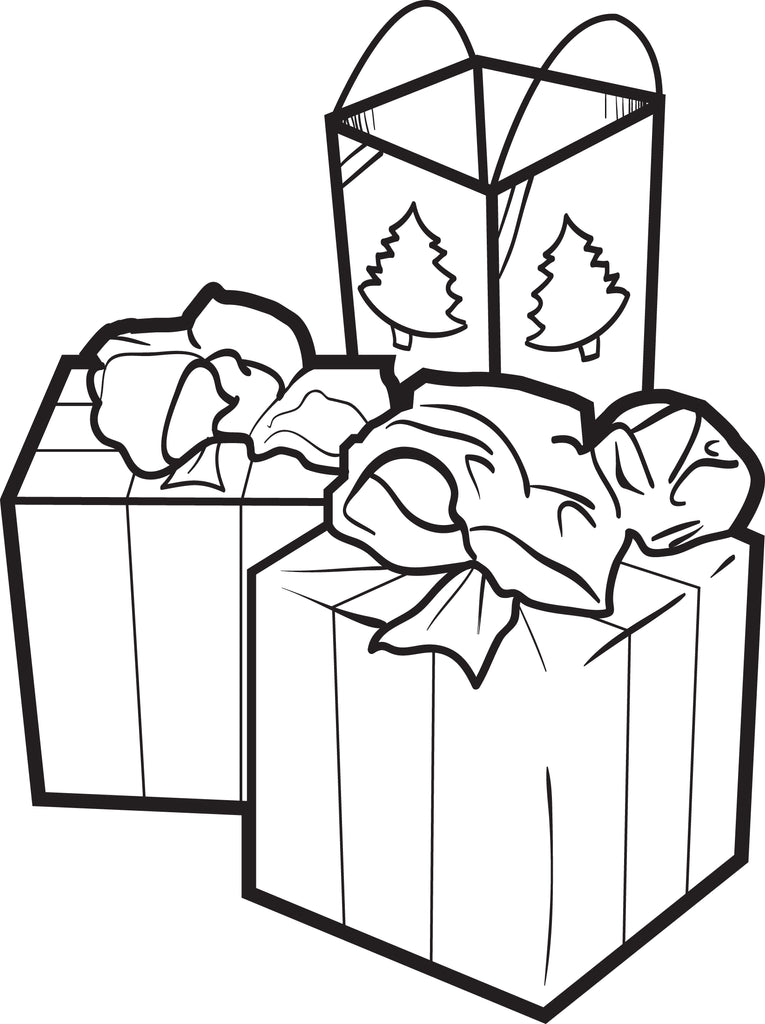 Printable christmas presents coloring page for kids â