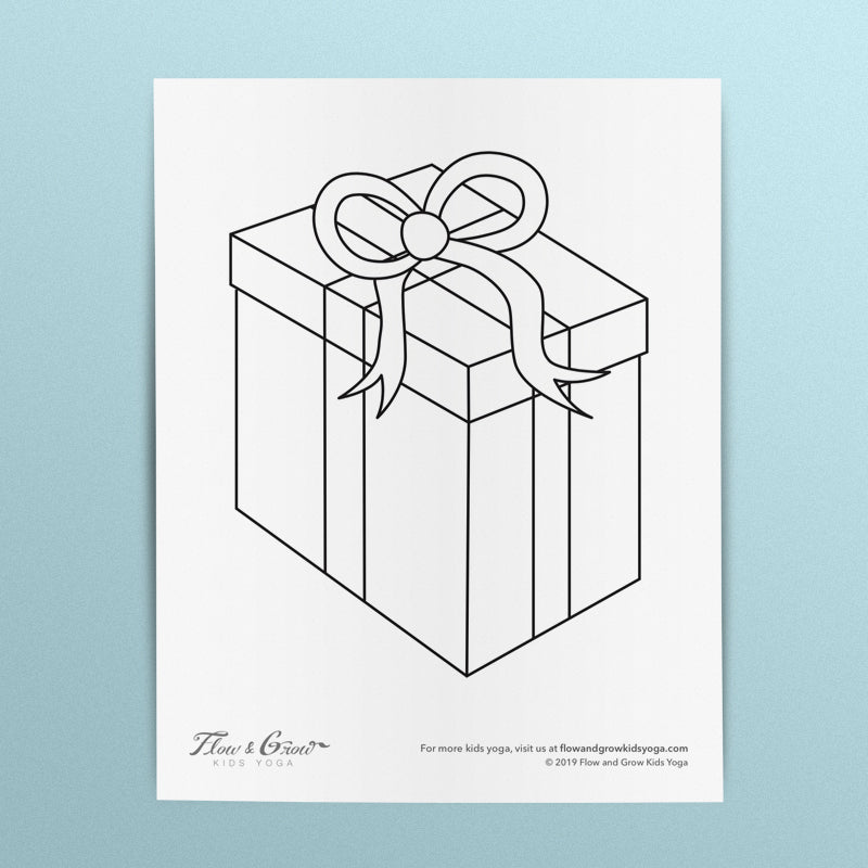 Gift box coloring page for kids instant download printable