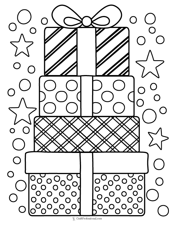 Christmas gift coloring pages