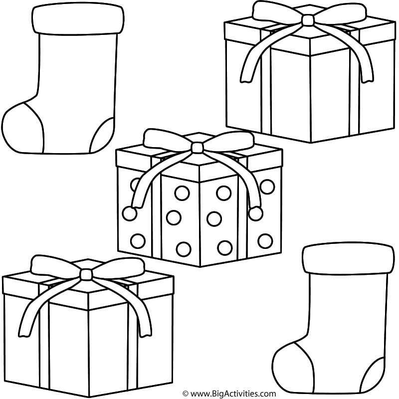 Christmas gifts with stockings