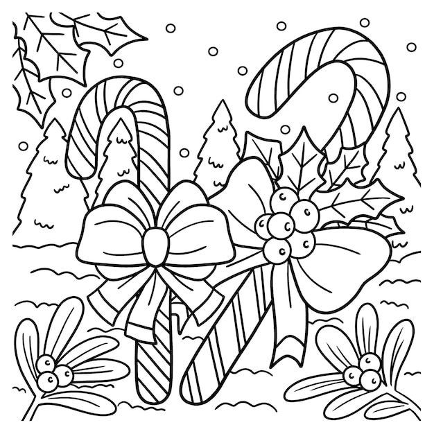 Premium vector christmas candy cane coloring page for kids