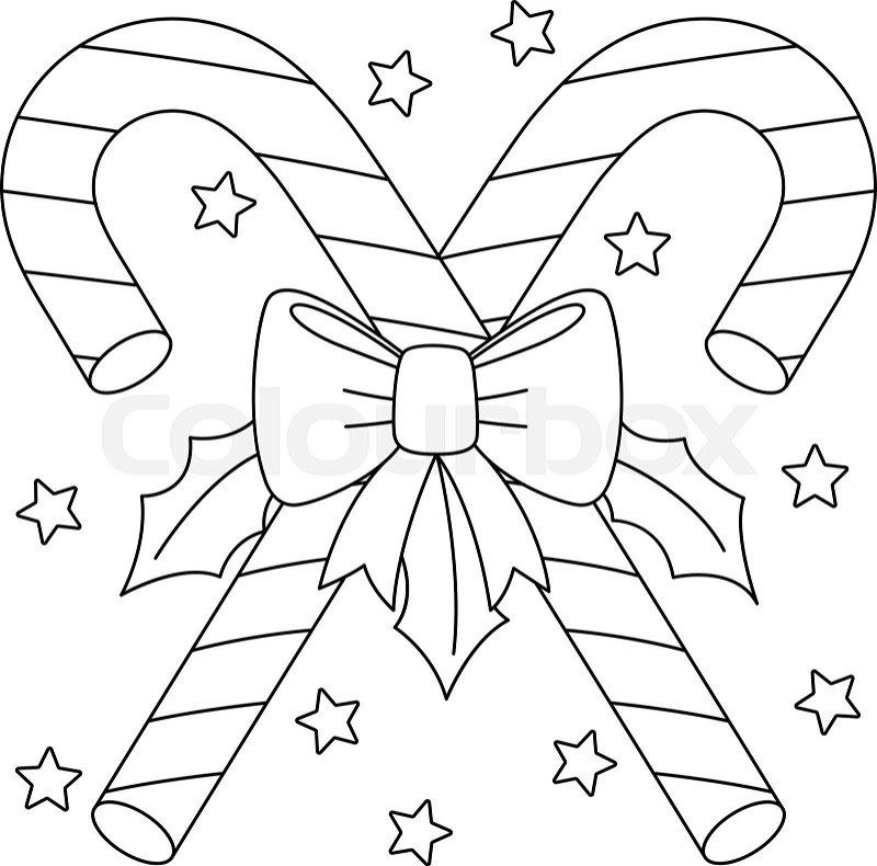 Christmas candy cane house isolated coloring page stock vector