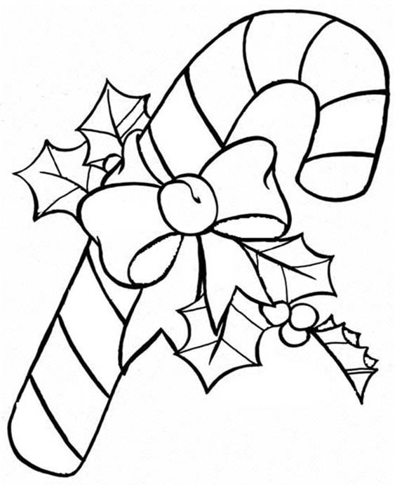 Free easy to print candy cane coloring pages