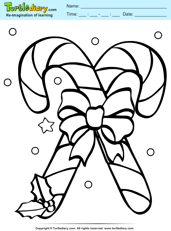 Candy cane coloring sheet turtle diary