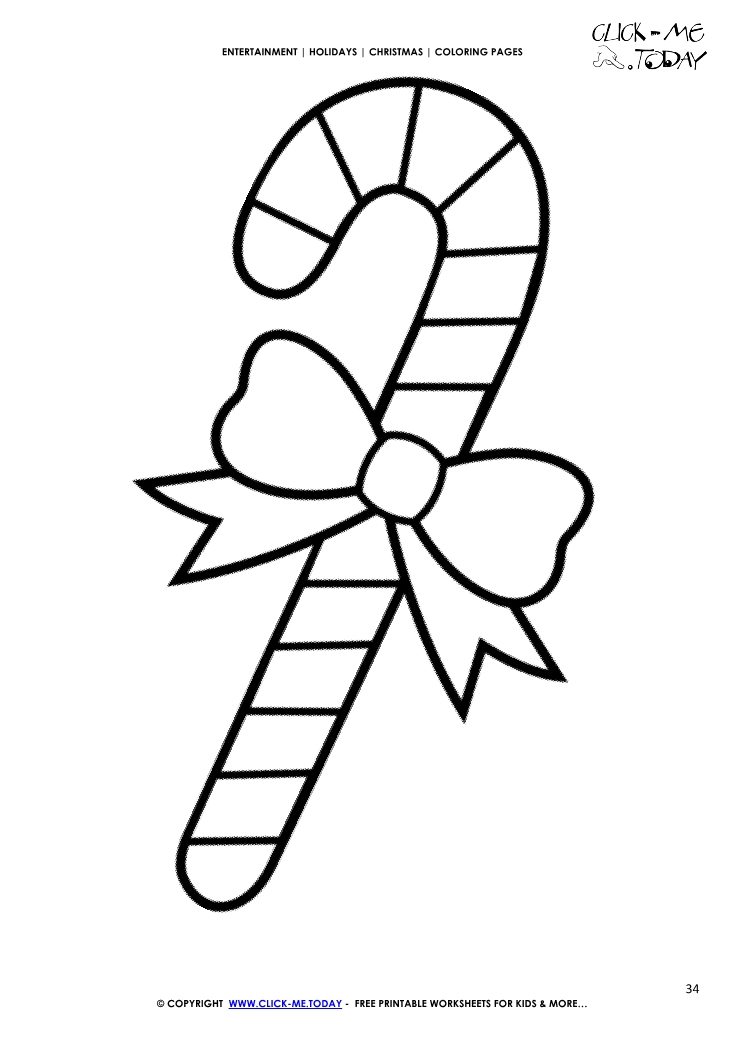 Free christmas candy cane coloring page