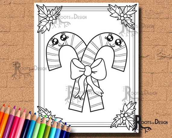 Instant download candy canes coloring page print doodle art printable