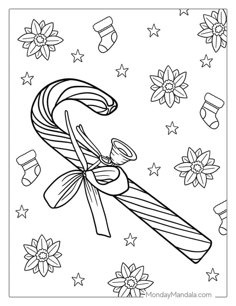 Candy cane coloring pages free pdf printables
