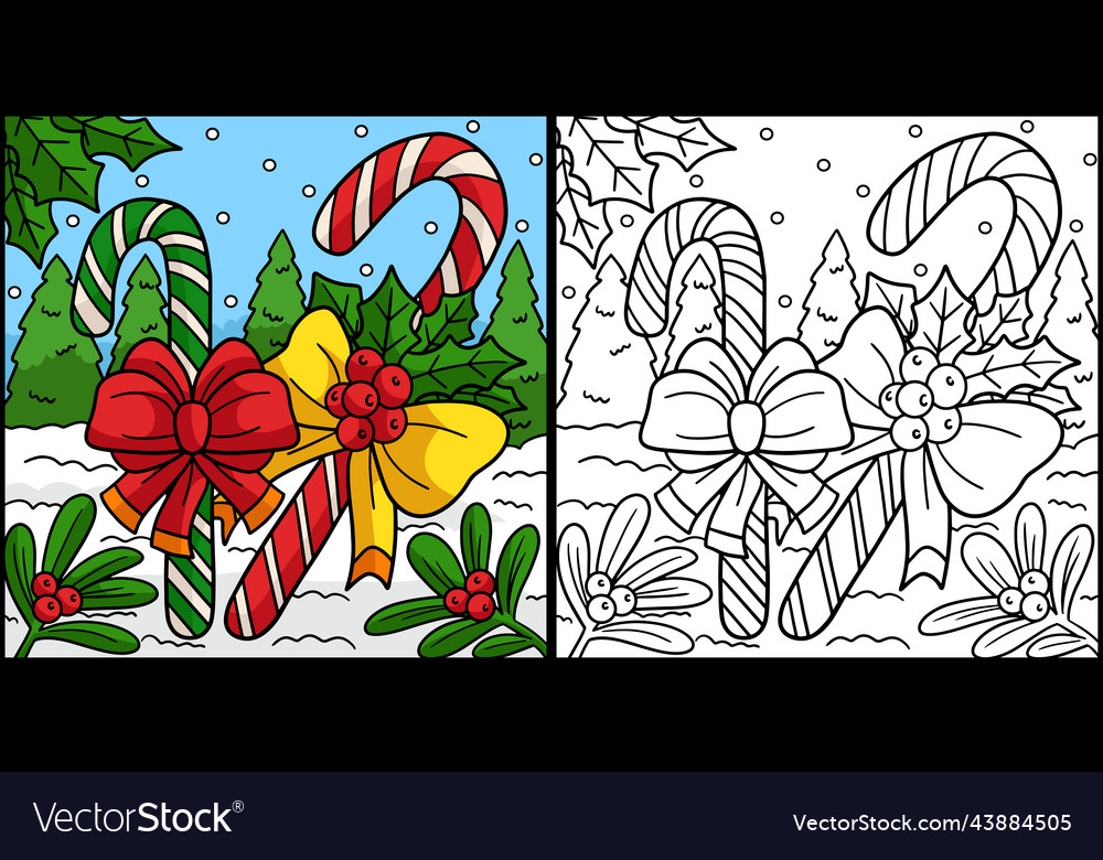 Christmas candy cane coloring page royalty free vector image