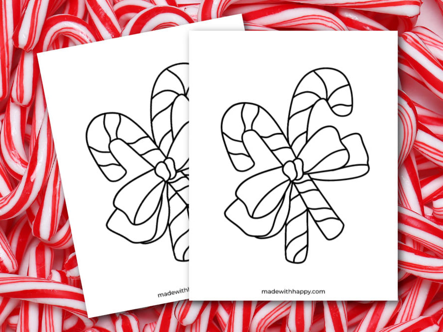 Free printable candy cane coloring page