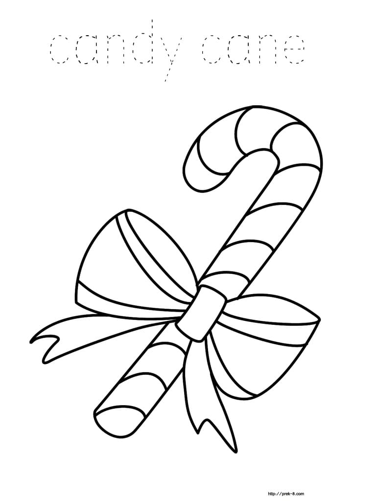 Candy cane with bow coloring page