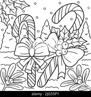 Christmas candy cane coloring page for kids stock vector image art