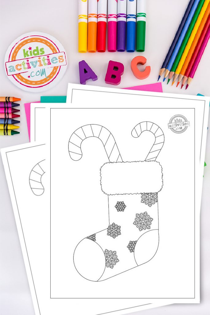 Christmas candy cane coloring page for kids free printable