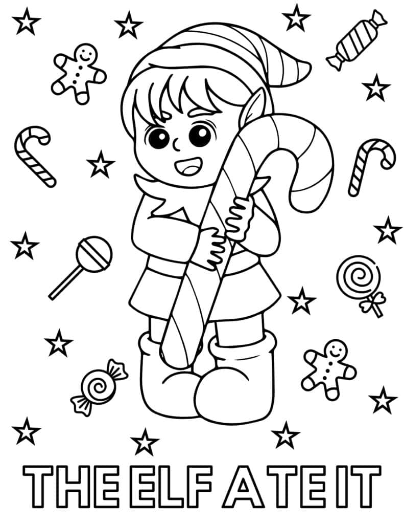 Free christmas elf coloring pages for kids