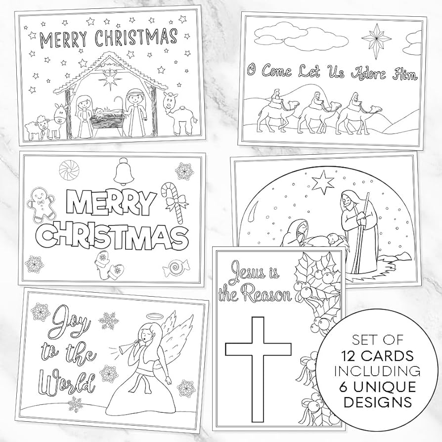 Christmas coloring greeting cards holiday greetings jesus is the reason christian religious coloring pages cards bible flat cards kids adult diy crafts grandchildren assortment pack count office products