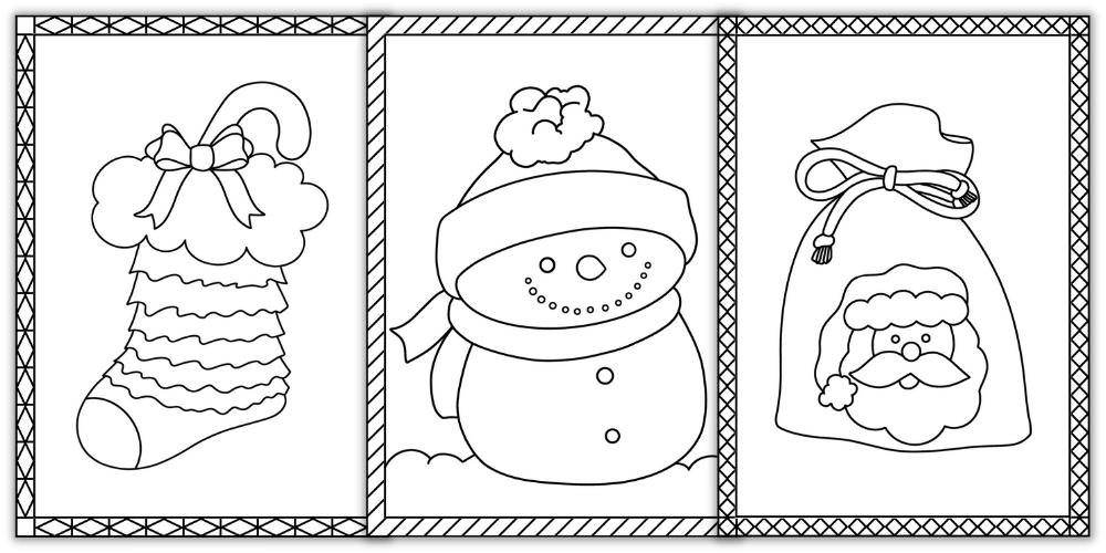 Cute free printable holiday cards to colour for kids adults