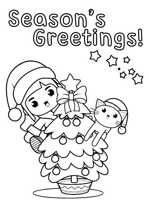 Printable christmas cards to color for kids