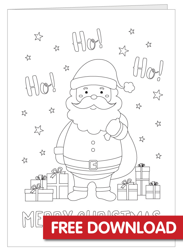 Free christmas card colouring in printable