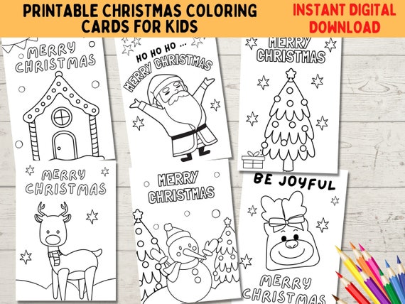 Cute christmas coloring cards for kids printable christmas cards to color christmas activity for kids toddler christmas cards diy gifts download now