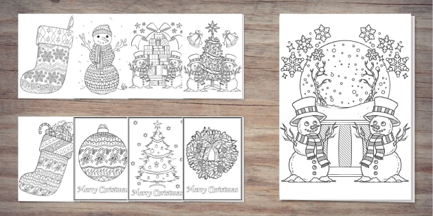 Christmas mindfulness colouring cards party