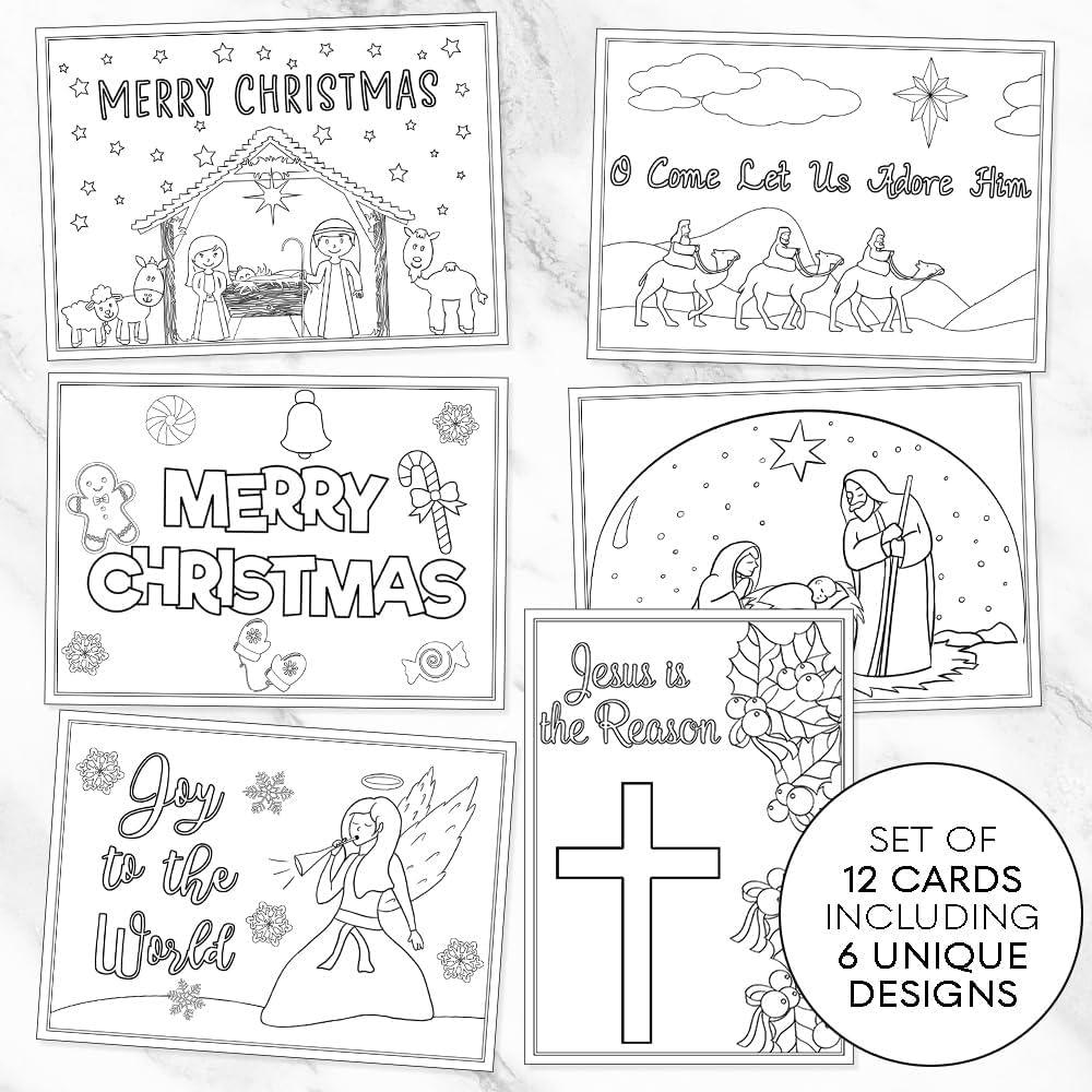 Christmas coloring greeting rds holiday greetings jesus is the reason christian religious coloring pages rds bible flat rds kids adult diy crafts grandchildren assortment pack count office products