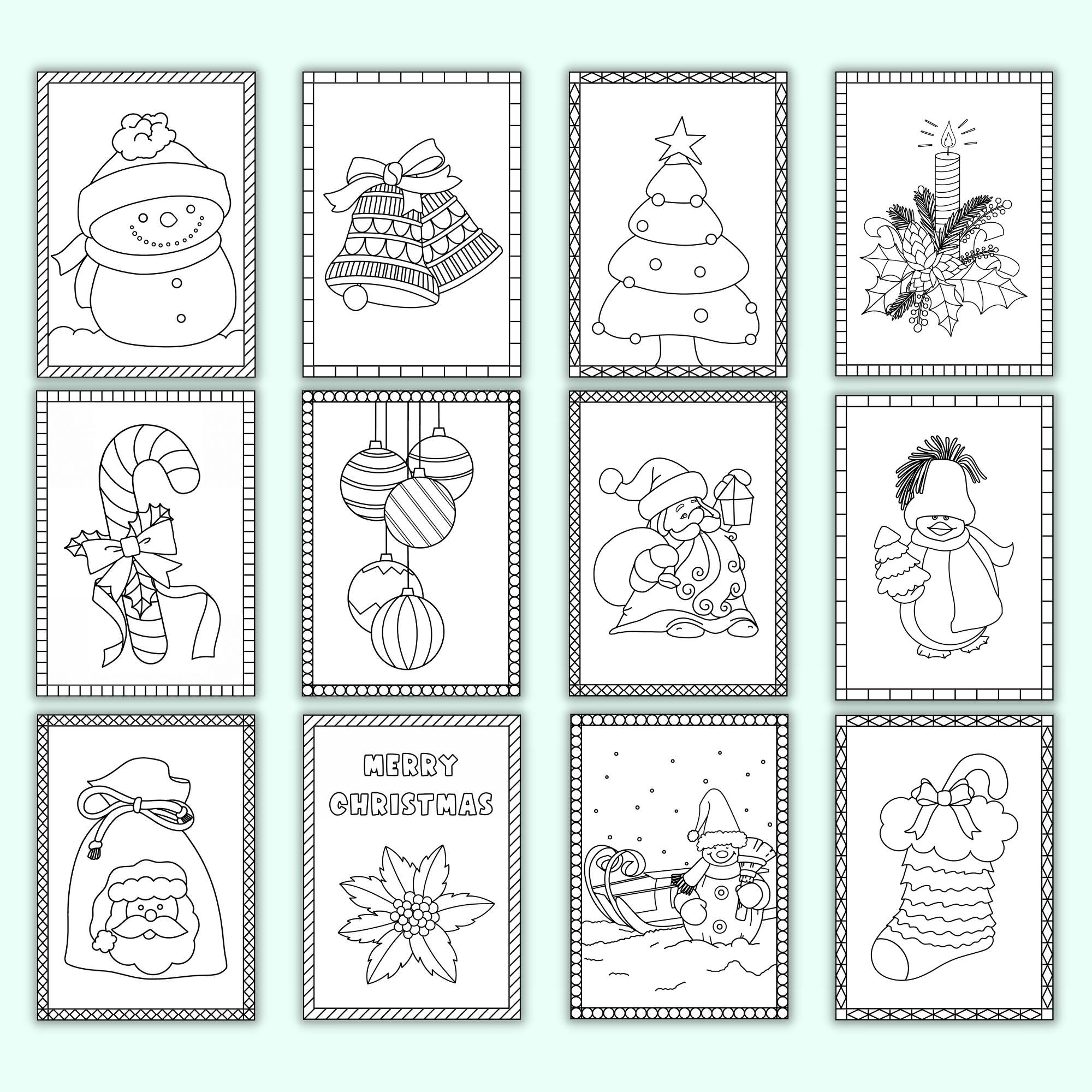 Christmas colouring cards set of â printables by the craft