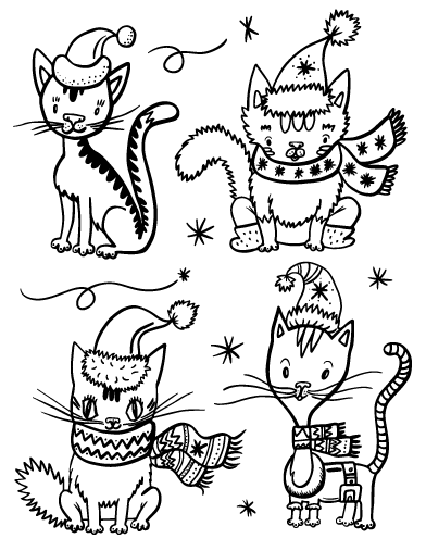 Free christmas cat coloring page