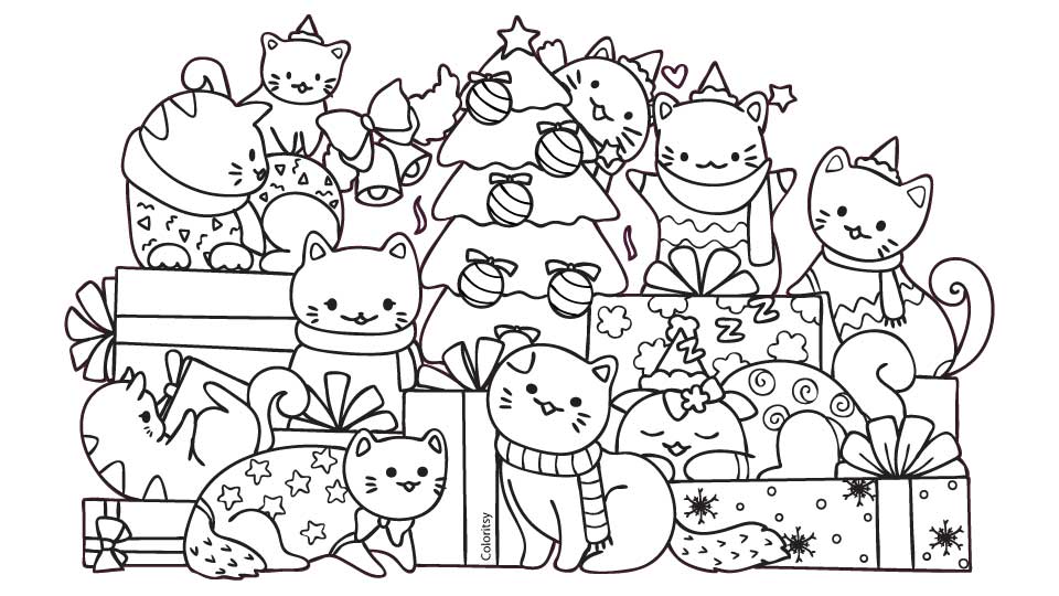 Christmas cats for coloring peel stick hol