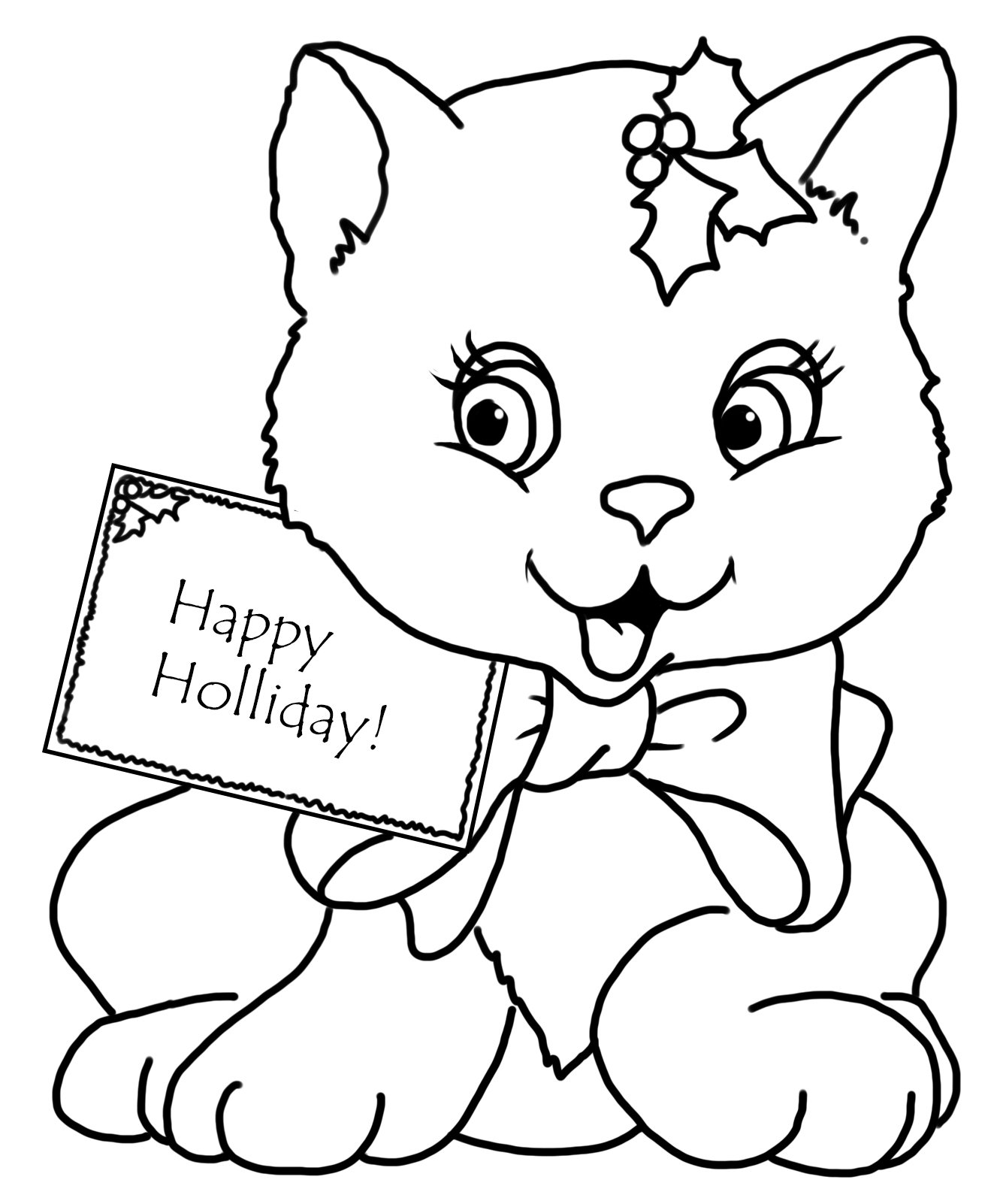 Christmas cats coloring pages printable for free download