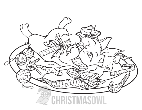 Free christmas cat coloring page