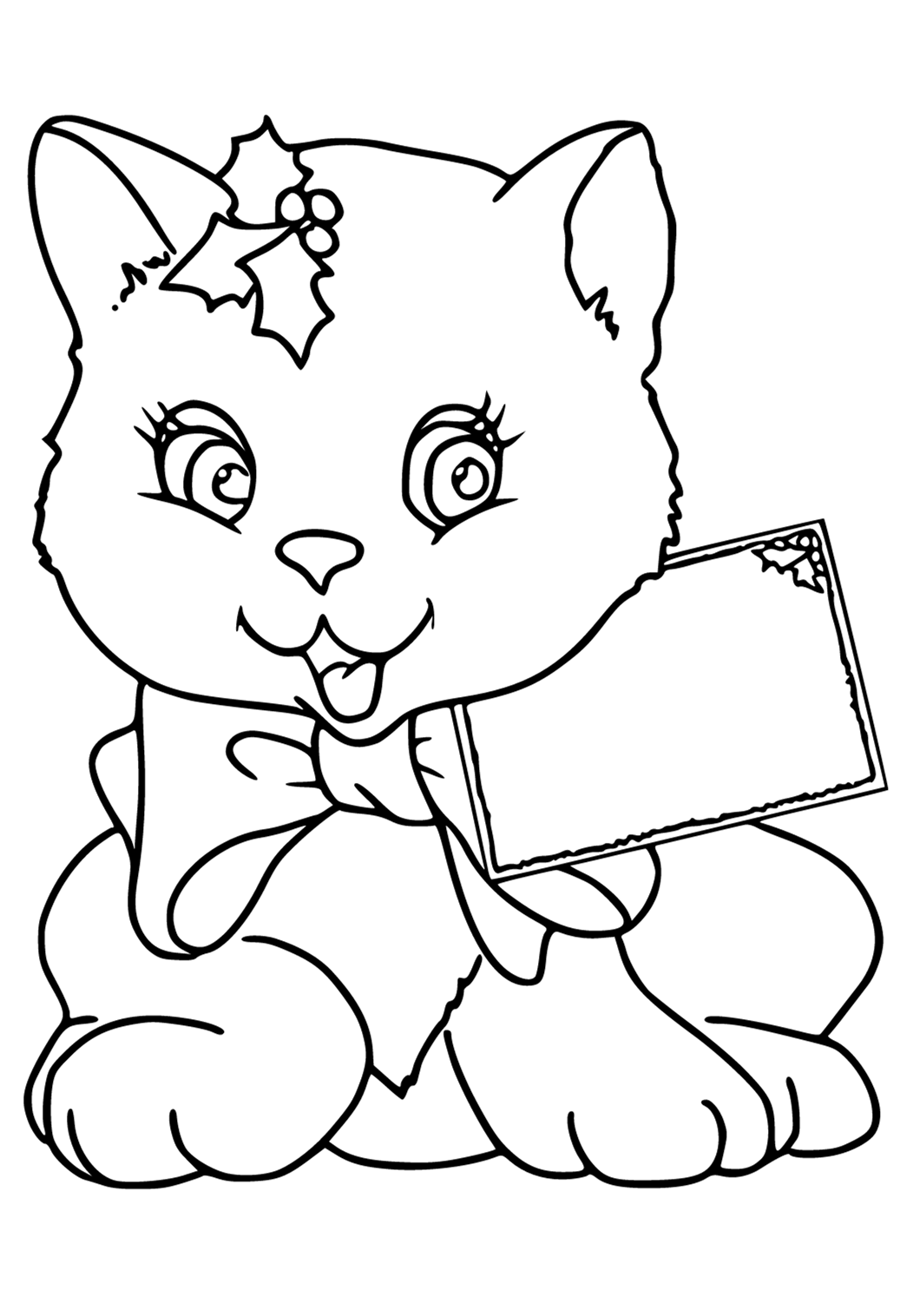 Free printable christmas cat message coloring page for adults and kids