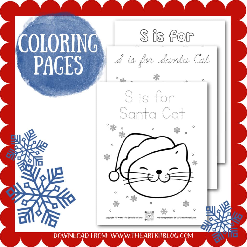 Christmas cat coloring pages free homeschool deals