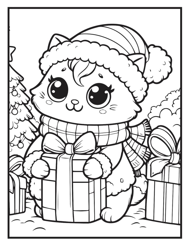 Free printable christmas cats coloring pages