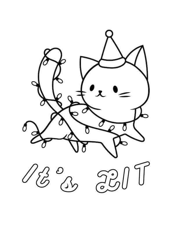 Cute cat coloring pages for kids and adults