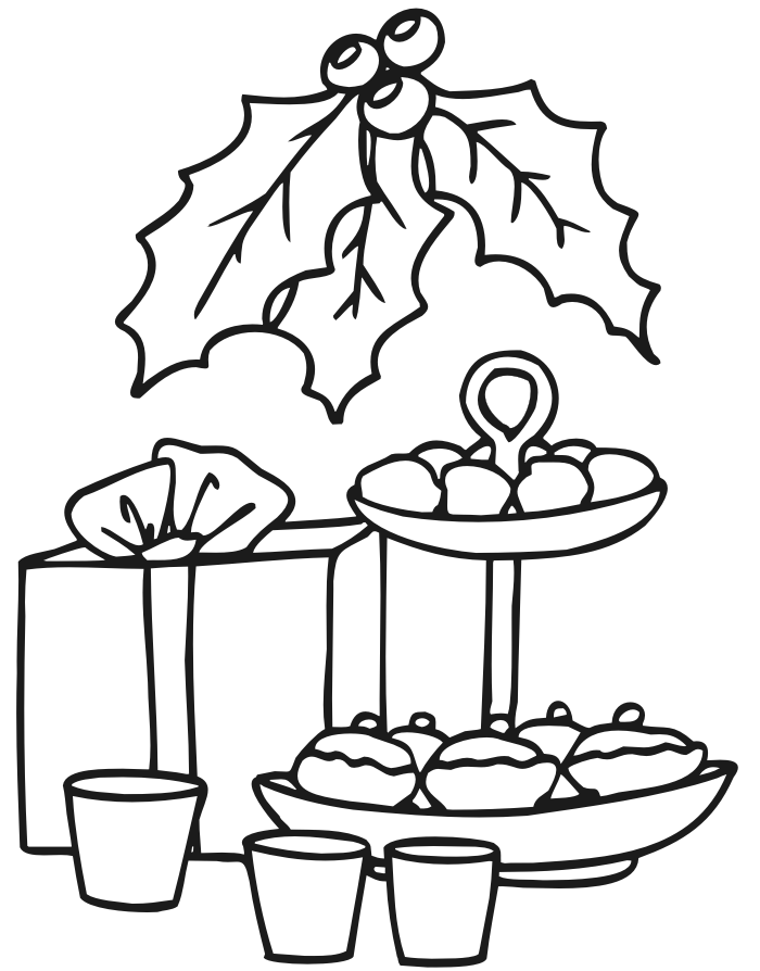 Christmas cookies coloring page goodies gift holly