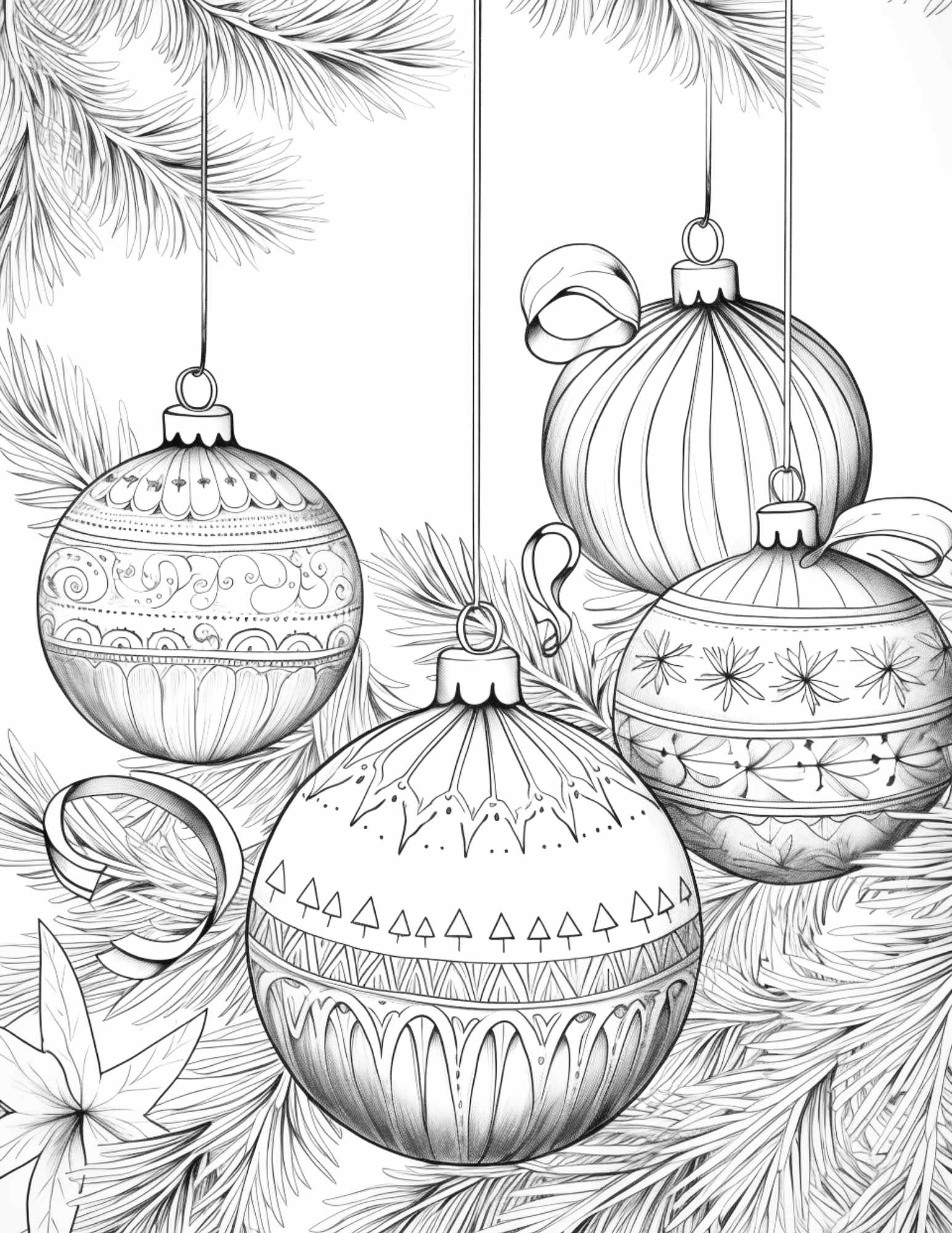Free christmas decorations grayscale coloring pages for adults printa â coloring