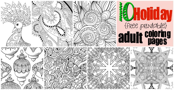 Free printable holiday adult coloring pages