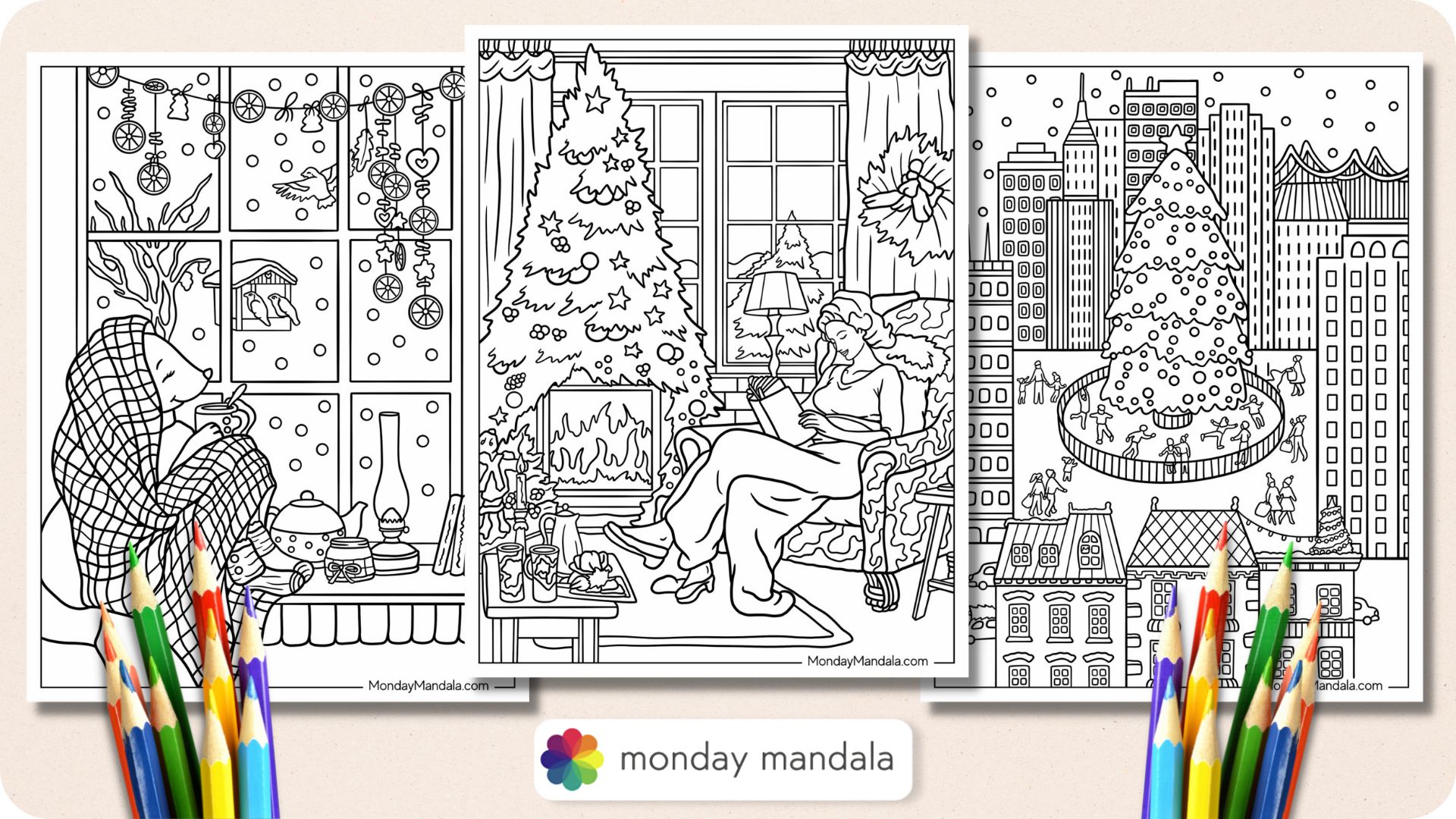 Christmas coloring pages for adults free printables