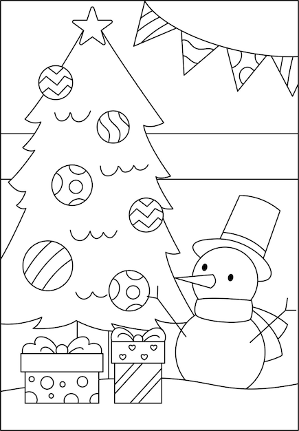 Premium vector printable christmas coloring page for kids activity