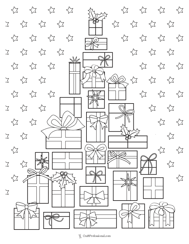 Christmas gift coloring pages