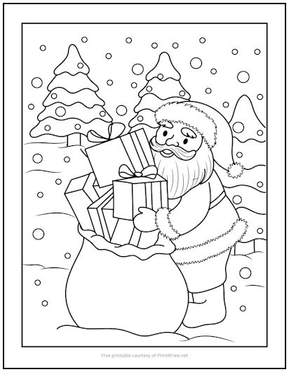 Santas bag of gifts christmas coloring page print it free