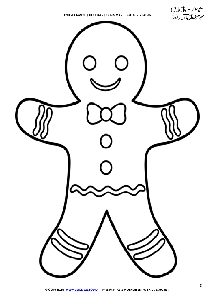 Free christmas gingerbread man coloring page