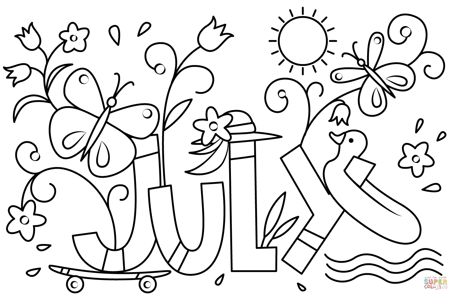 July coloring page free printable coloring pages