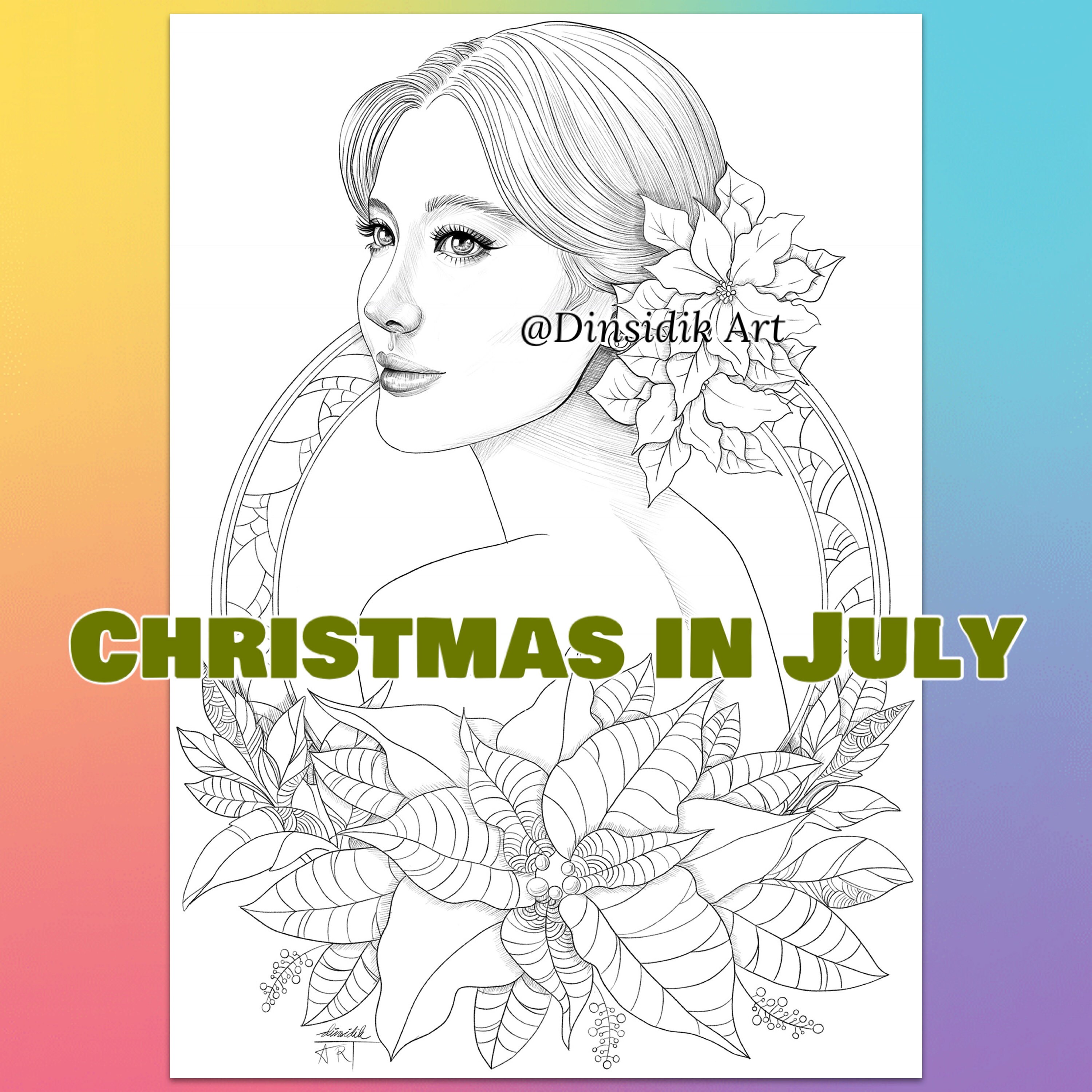 Christmas in july bundle coloring pages by dinny sidik dinsidik