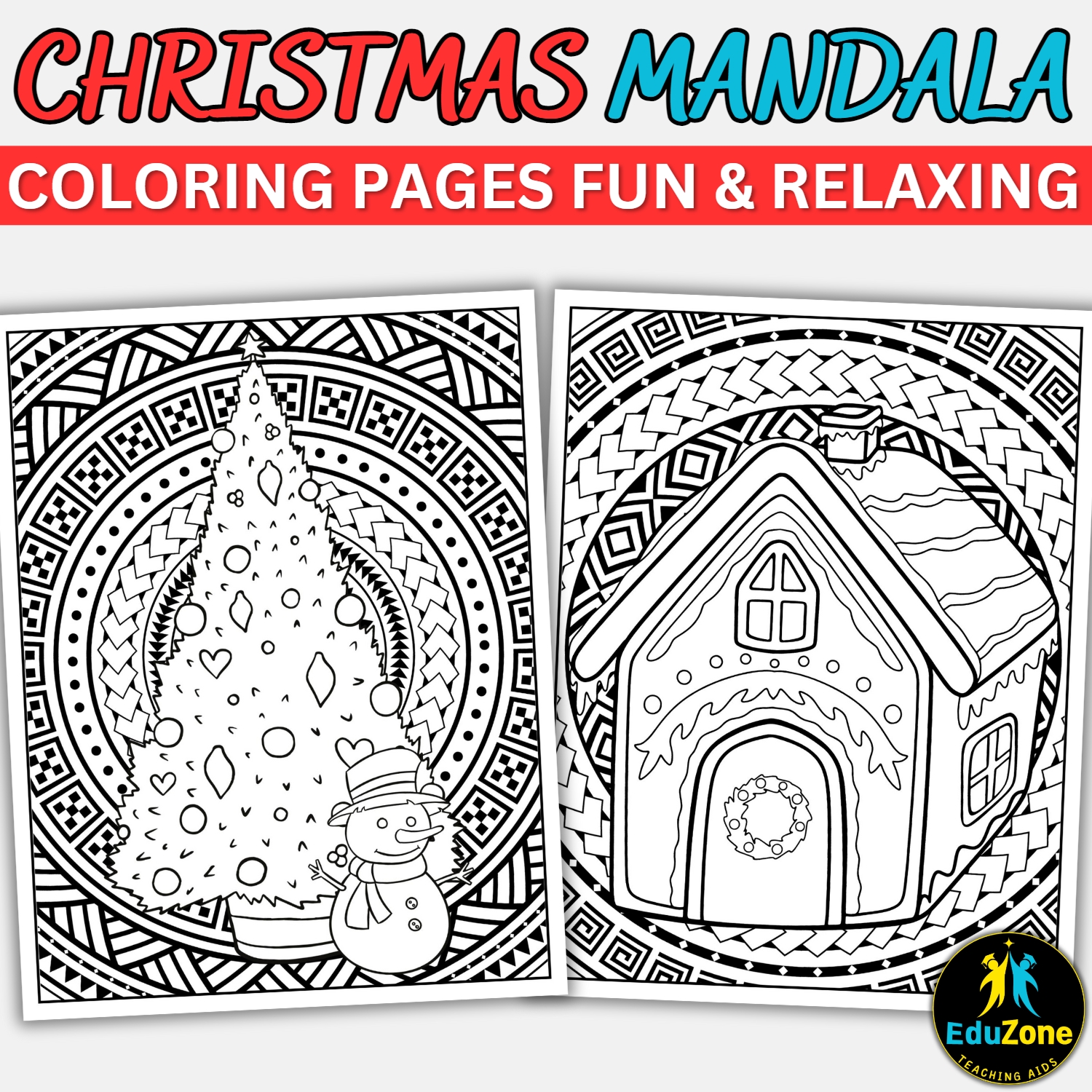 Christmas mandala coloring pages relaxing printable