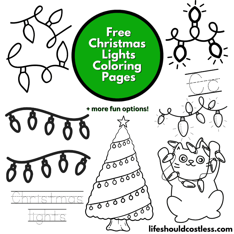 Christmas lights coloring pages free printable pdf templates